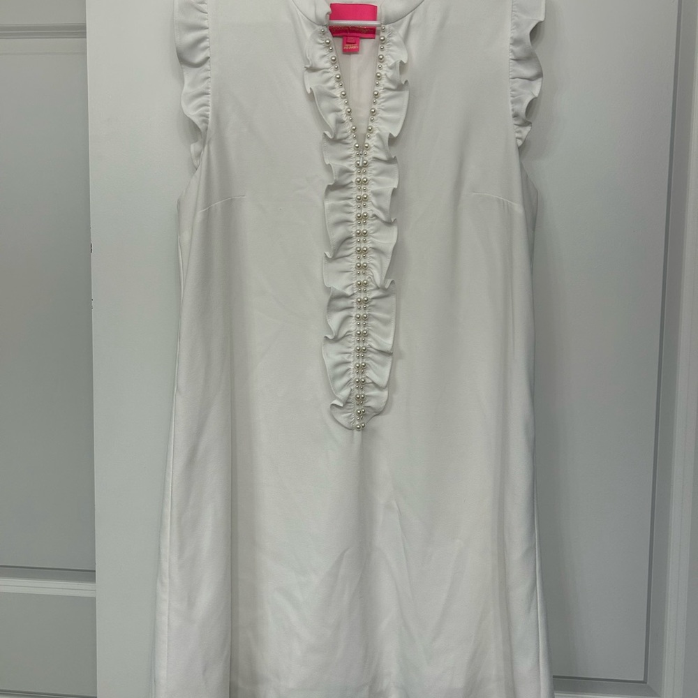 Lilly Pulitzer White Pearl Ruffled Dress